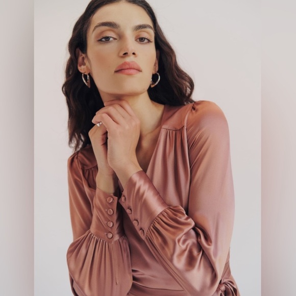 REFORMATION Chrisley Silk Dress in Praline, SIZE MEDIUM NEW 1124 - Picture 4 of 9